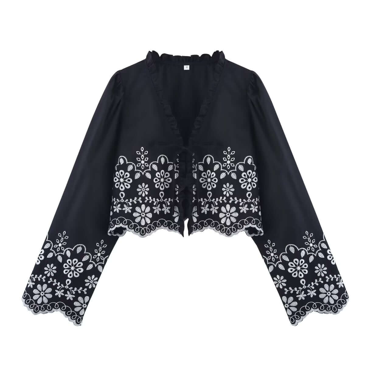 Spring Women Clothing French Design Hollow Out Cutout Embroidered Cotton Top