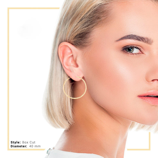 14K Gold-Filled Box Cut Hoop Women Earrings 4 mm Thick 25-80 mm