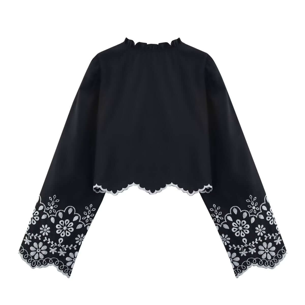 Spring Women Clothing French Design Hollow Out Cutout Embroidered Cotton Top