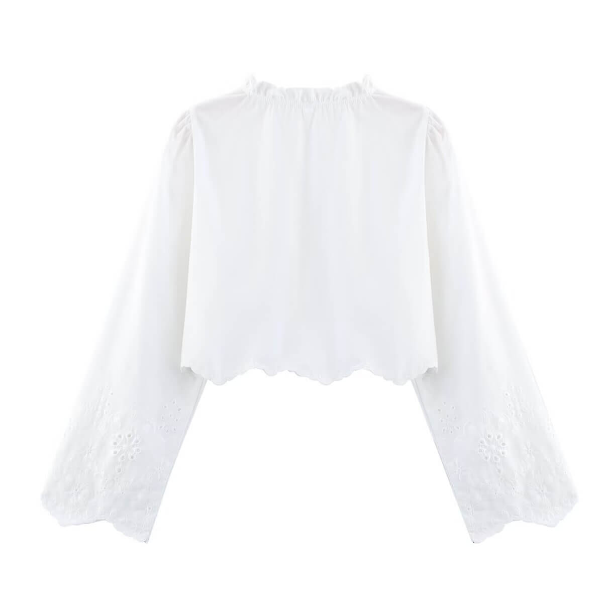 Spring Women Clothing French Design Hollow Out Cutout Embroidered Cotton Top
