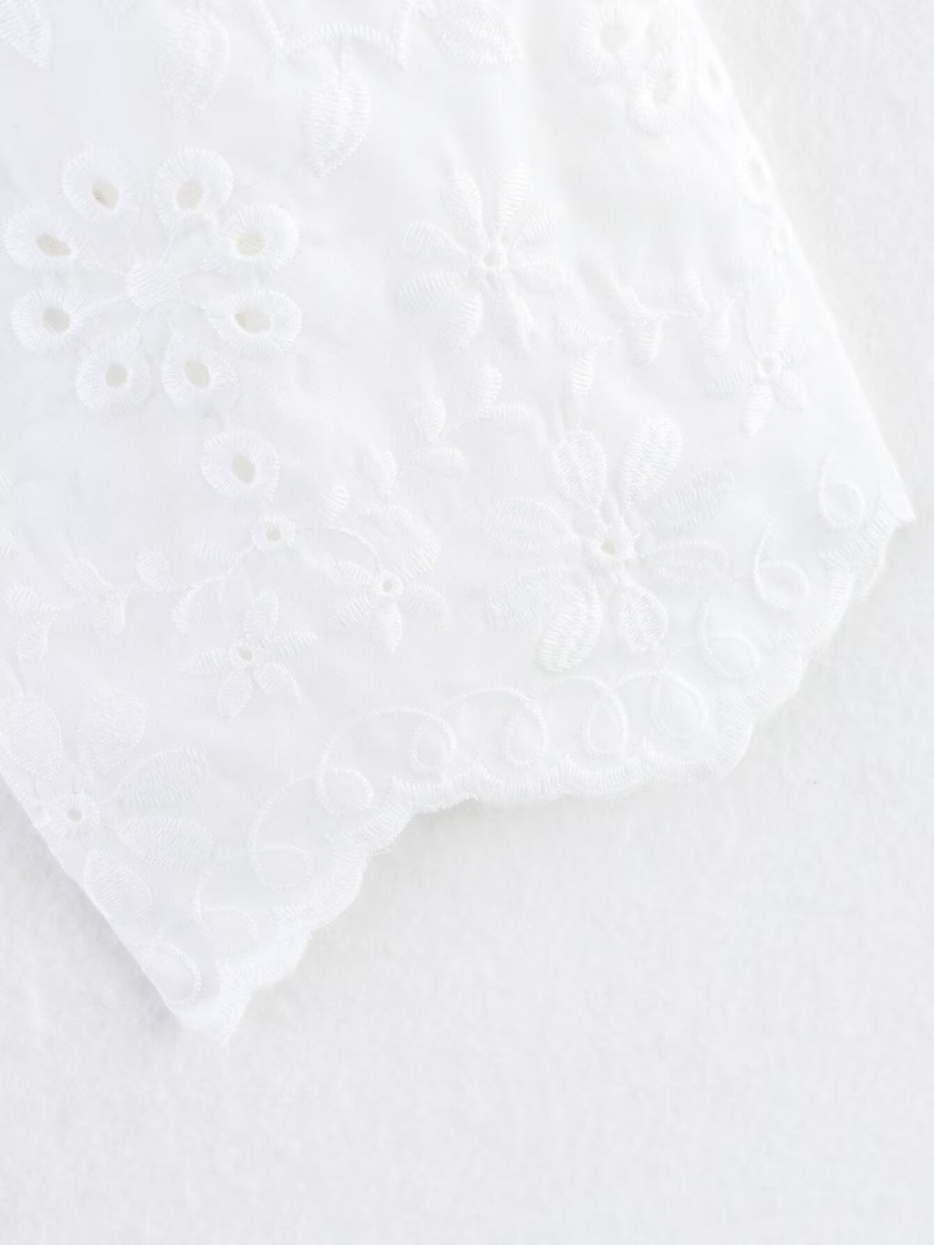 Spring Women Clothing French Design Hollow Out Cutout Embroidered Cotton Top