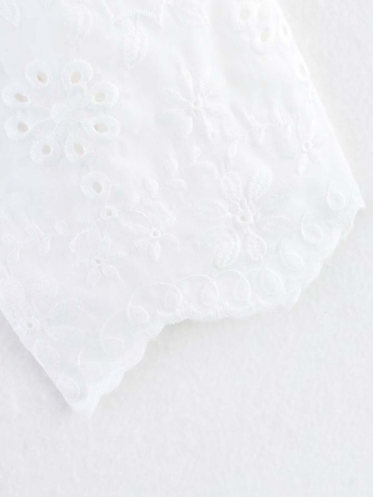Spring Women Clothing French Design Hollow Out Cutout Embroidered Cotton Top