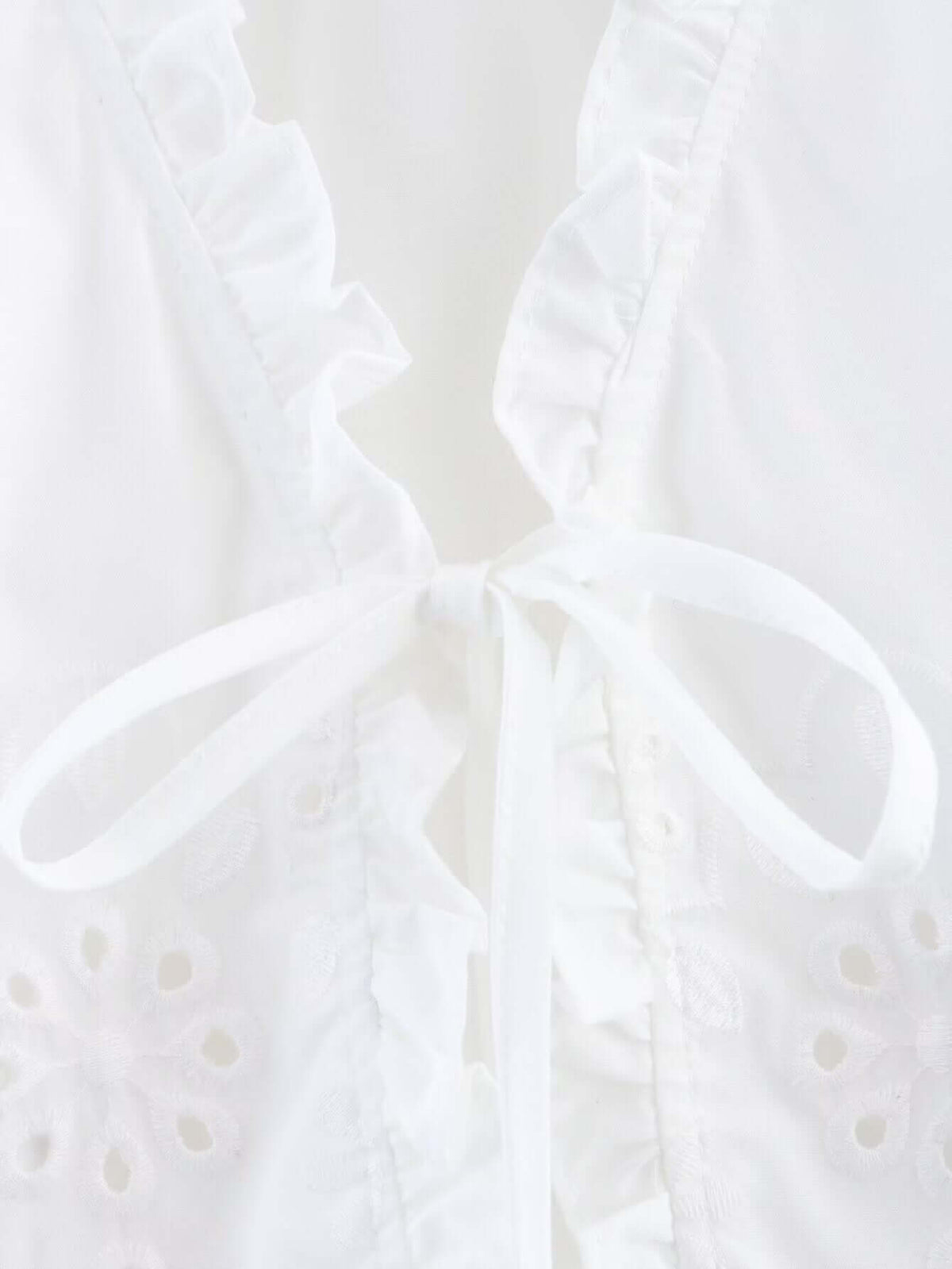 Spring Women Clothing French Design Hollow Out Cutout Embroidered Cotton Top