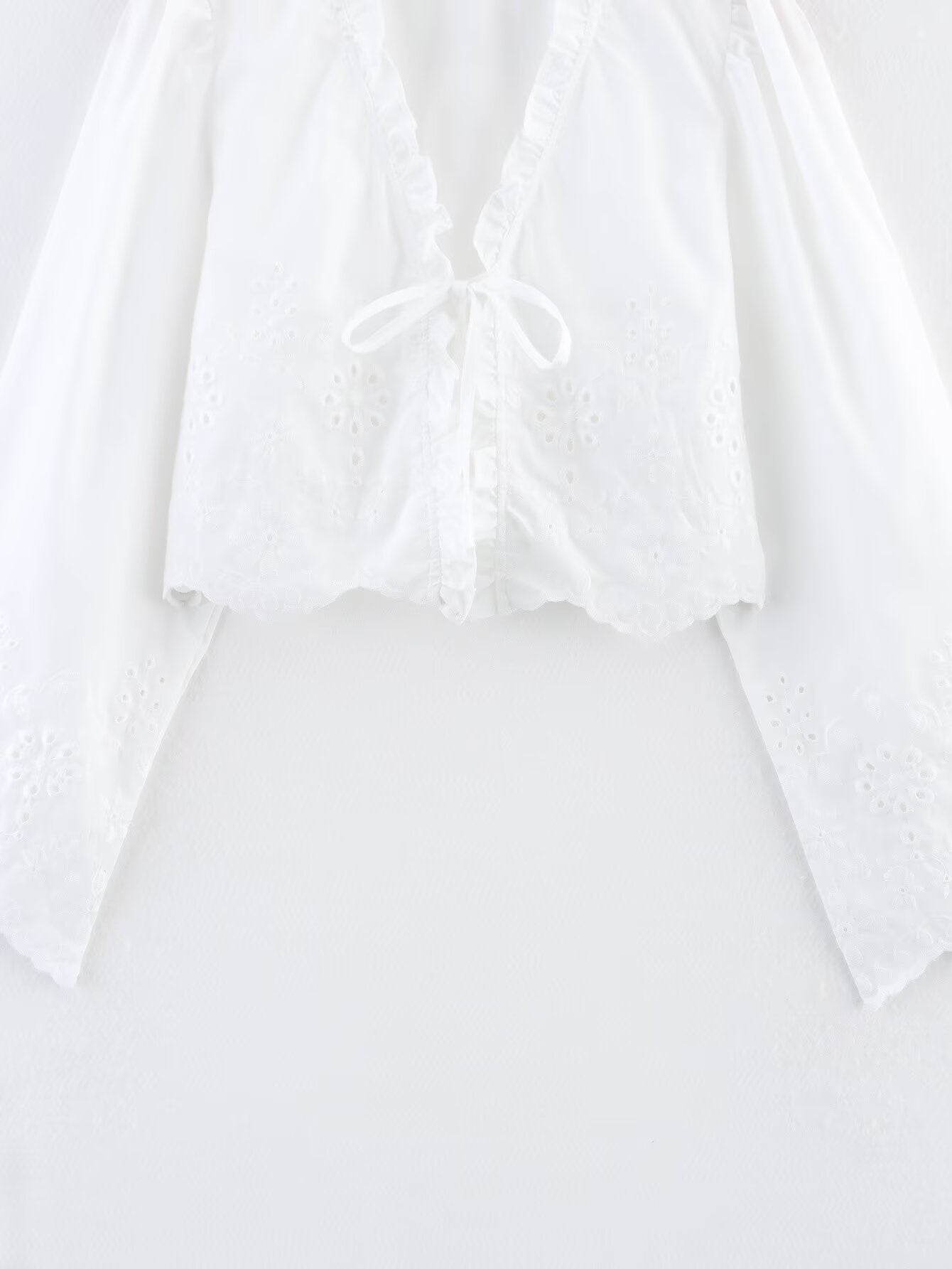 Spring Women Clothing French Design Hollow Out Cutout Embroidered Cotton Top