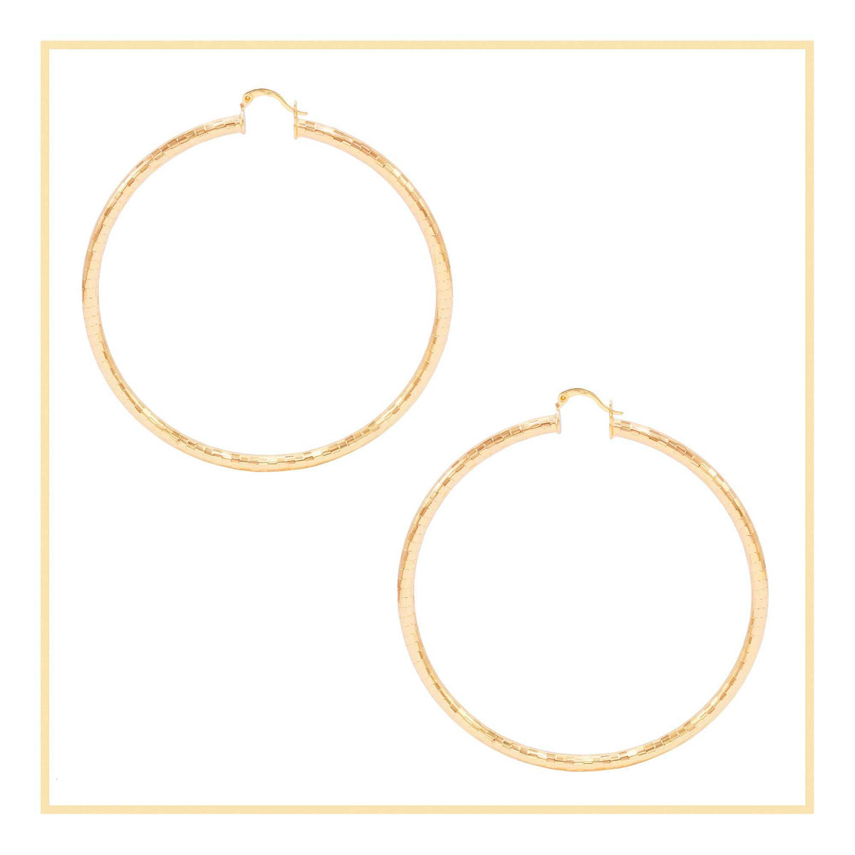 14K Gold-Filled Box Cut Hoop Women Earrings 4 mm Thick 25-80 mm