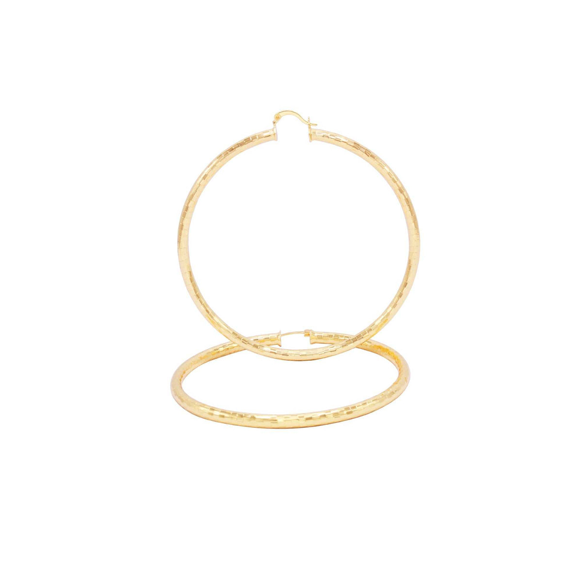 14K Gold-Filled Box Cut Hoop Women Earrings 4 mm Thick 25-80 mm