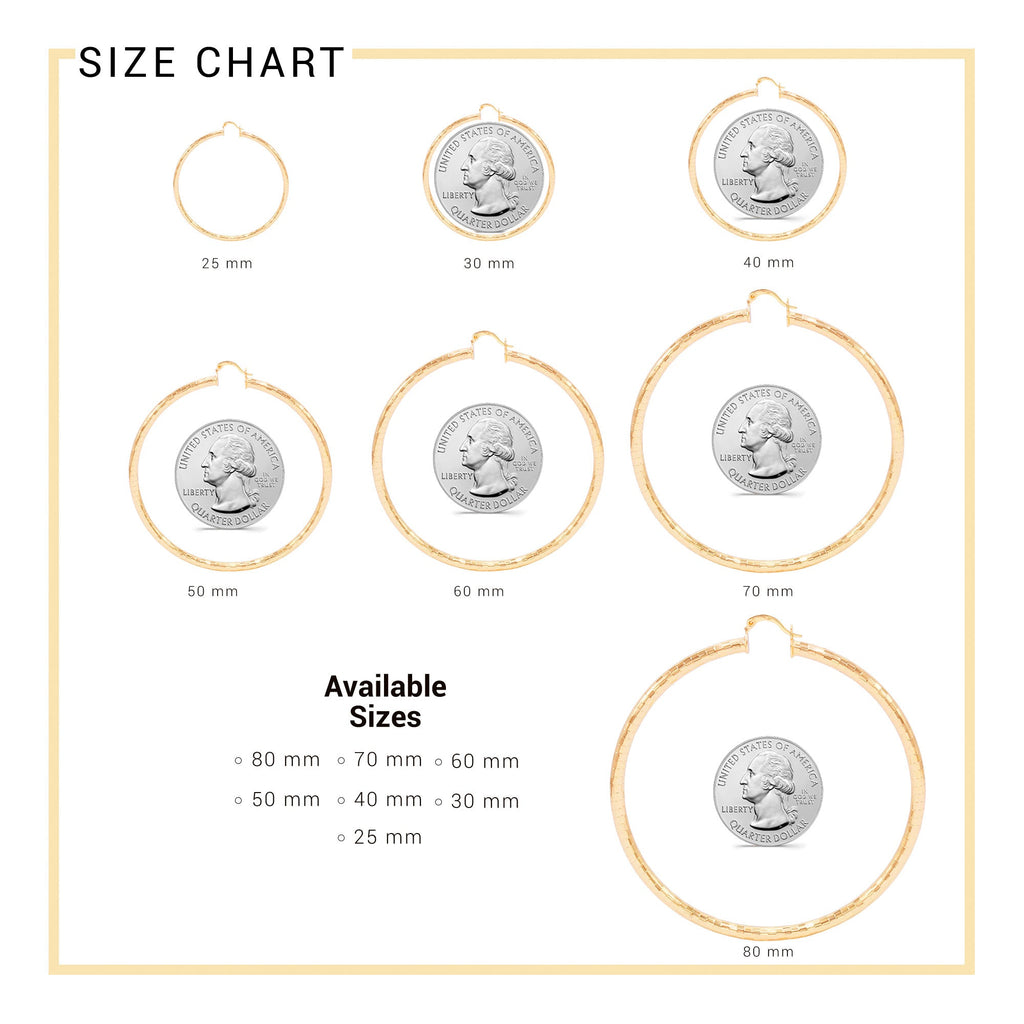 14K Gold-Filled Box Cut Hoop Women Earrings 4 mm Thick 25-80 mm