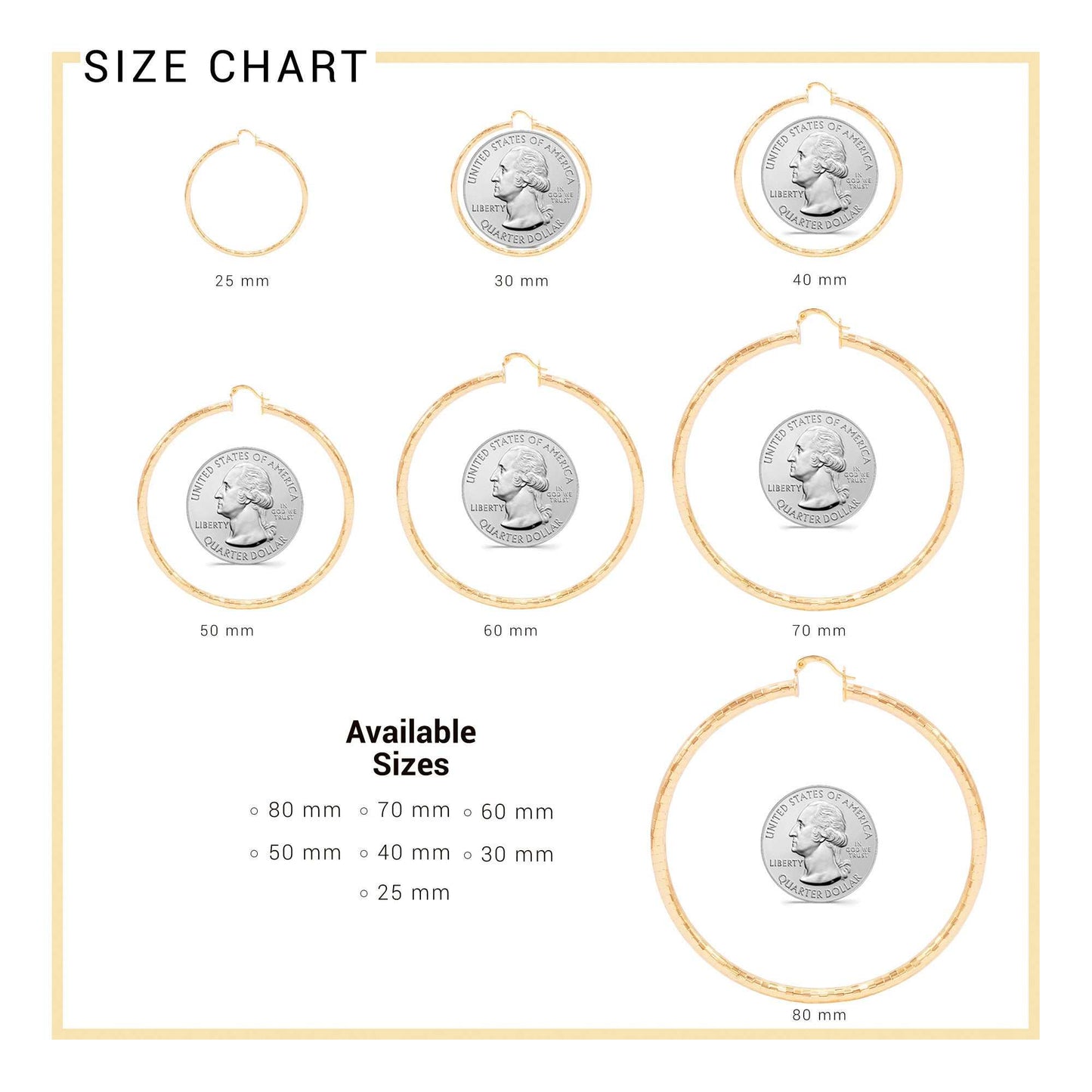 14K Gold-Filled Box Cut Hoop Women Earrings 4 mm Thick 25-80 mm